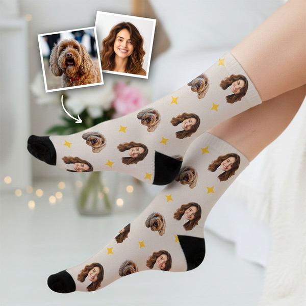 Socken mit Haustier und Gesicht